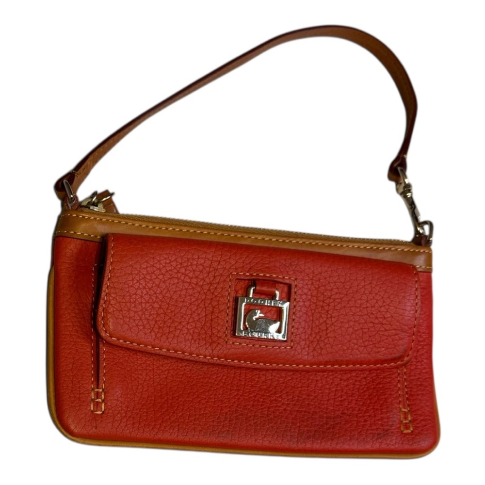 Dooney & Bourke Pebble Grain Large Slim Wristlet Orange Tan